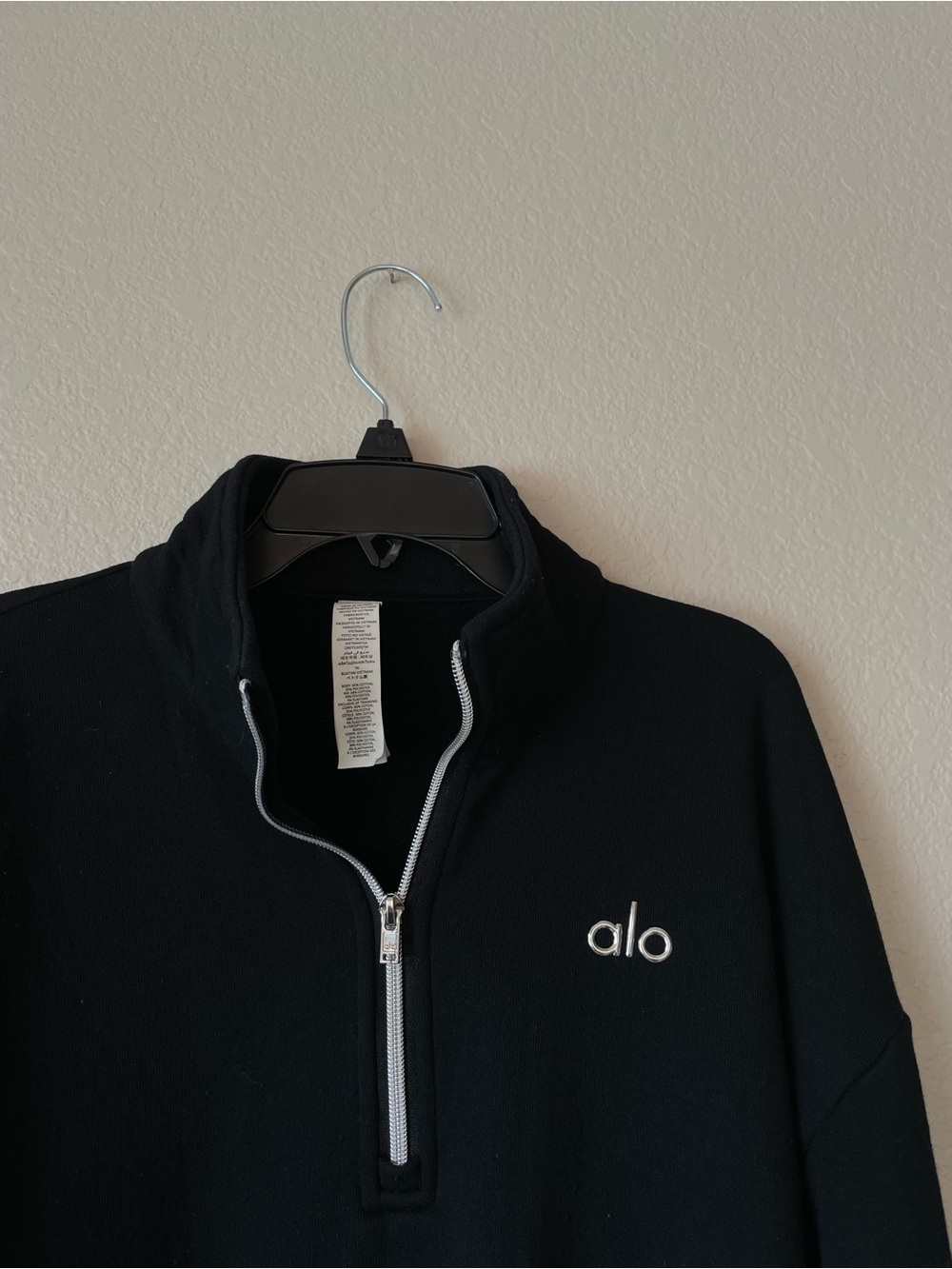 Alo Yoga Accolade 1/4 Zip Pullover Black Oversized Fleece Sweatshirt Size Small - Picture 5 of 7